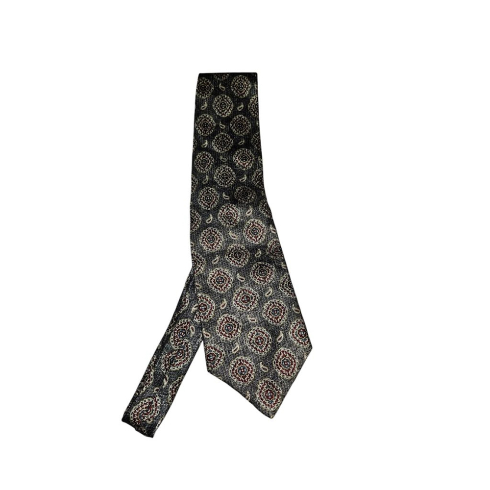 Vintage Stafford Executive Tie Gray Red Patterned Silk Necktie USA